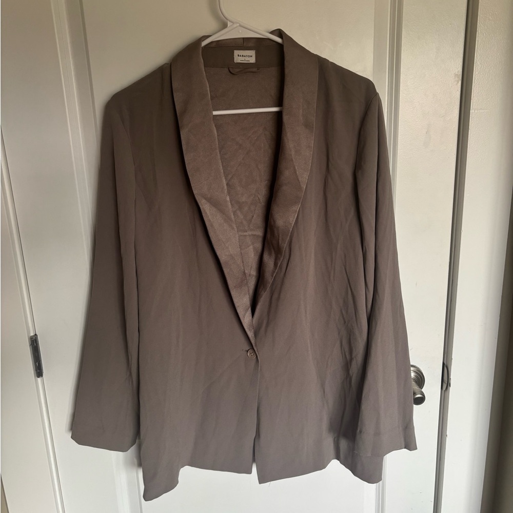 Babaton Taupe Crepe Blazer